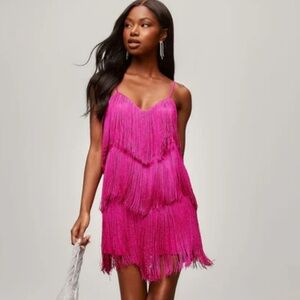 Vici Dolls Pink Fringe Dress